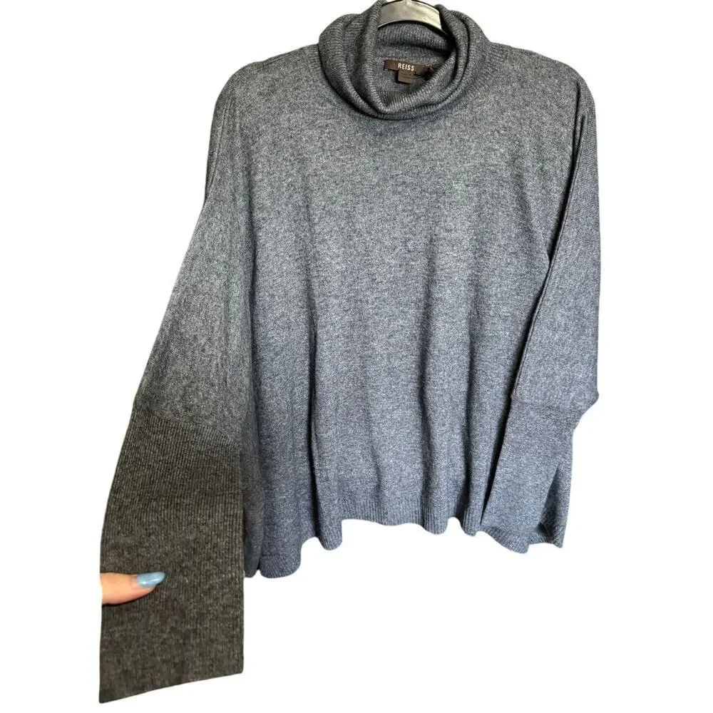 Reiss NWT Bijou Roll Neck Sweater Jumper Wool Loose Fit Charcoal Gray Size Large
